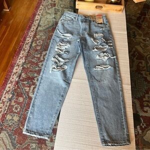 LEVIS HIGH WAISTED MOM JEANS,Women Distressed Blue 👖 Jeans